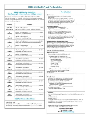 IDDBA 2026 Exhibit Price Fee Calculation
