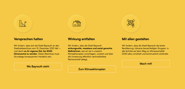 Screenshot der Seite Forderungen mit den Texten der Forderungen.