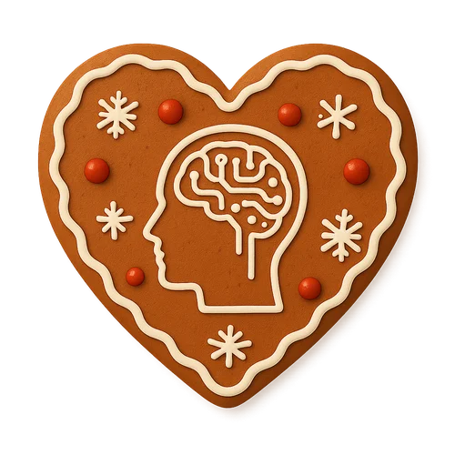 Lebkuchenherz mit vernetztem Gehirn