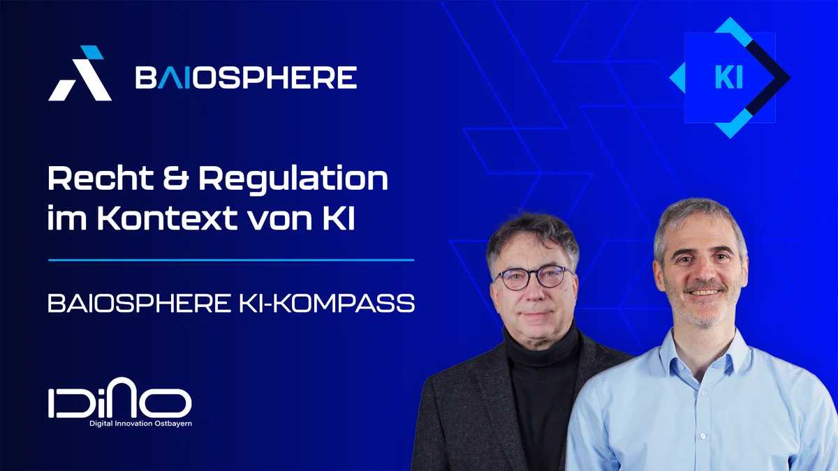 Thumbnail zum Impulsvideo Recht und Regulation im Kontext von KI. Mit Prof. Dr. Dr. Eric Hilgendorf (JMU Würzburg) und Philippe Coution (TÜV SÜD)