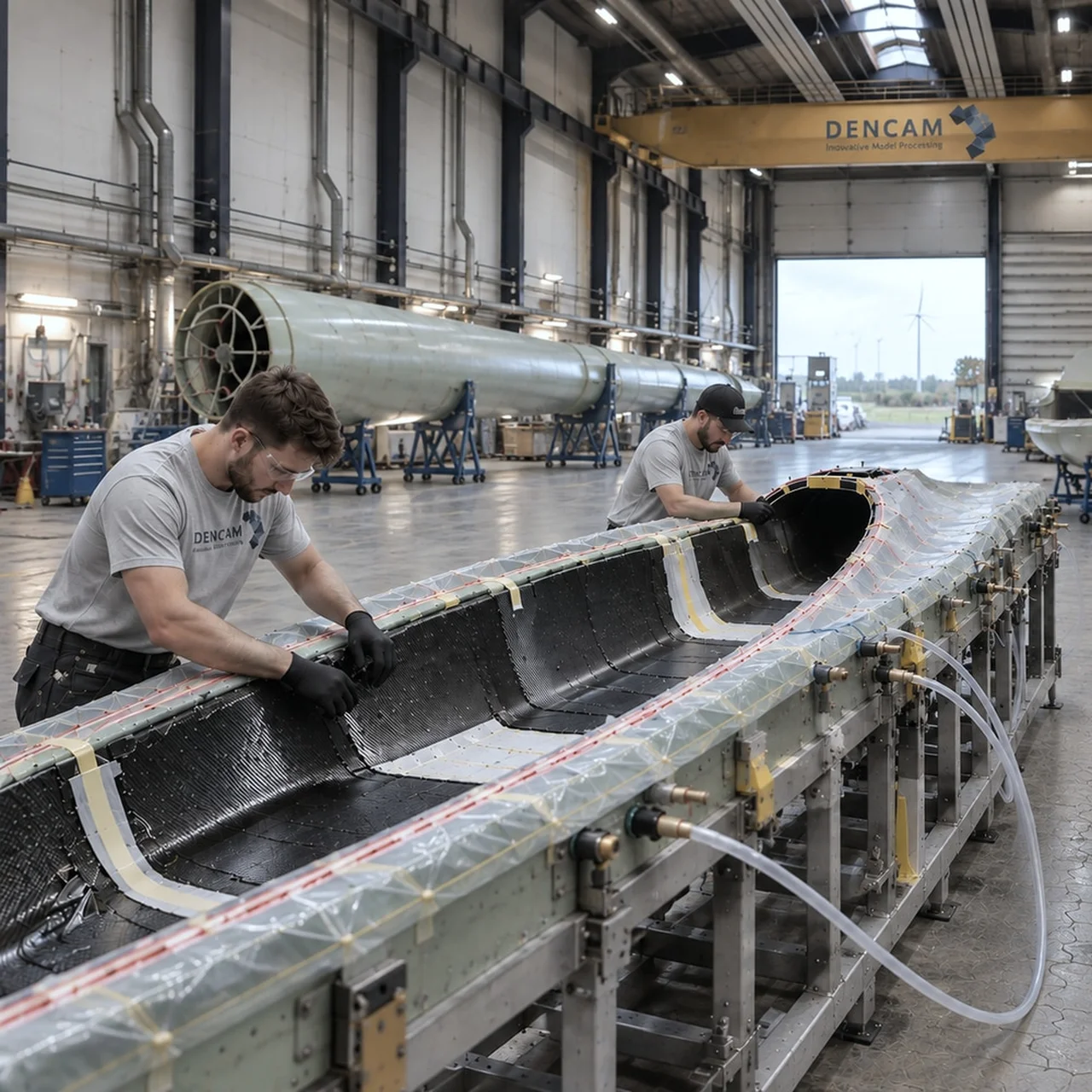 Composite mould sections with integrated heating and vacuum systems