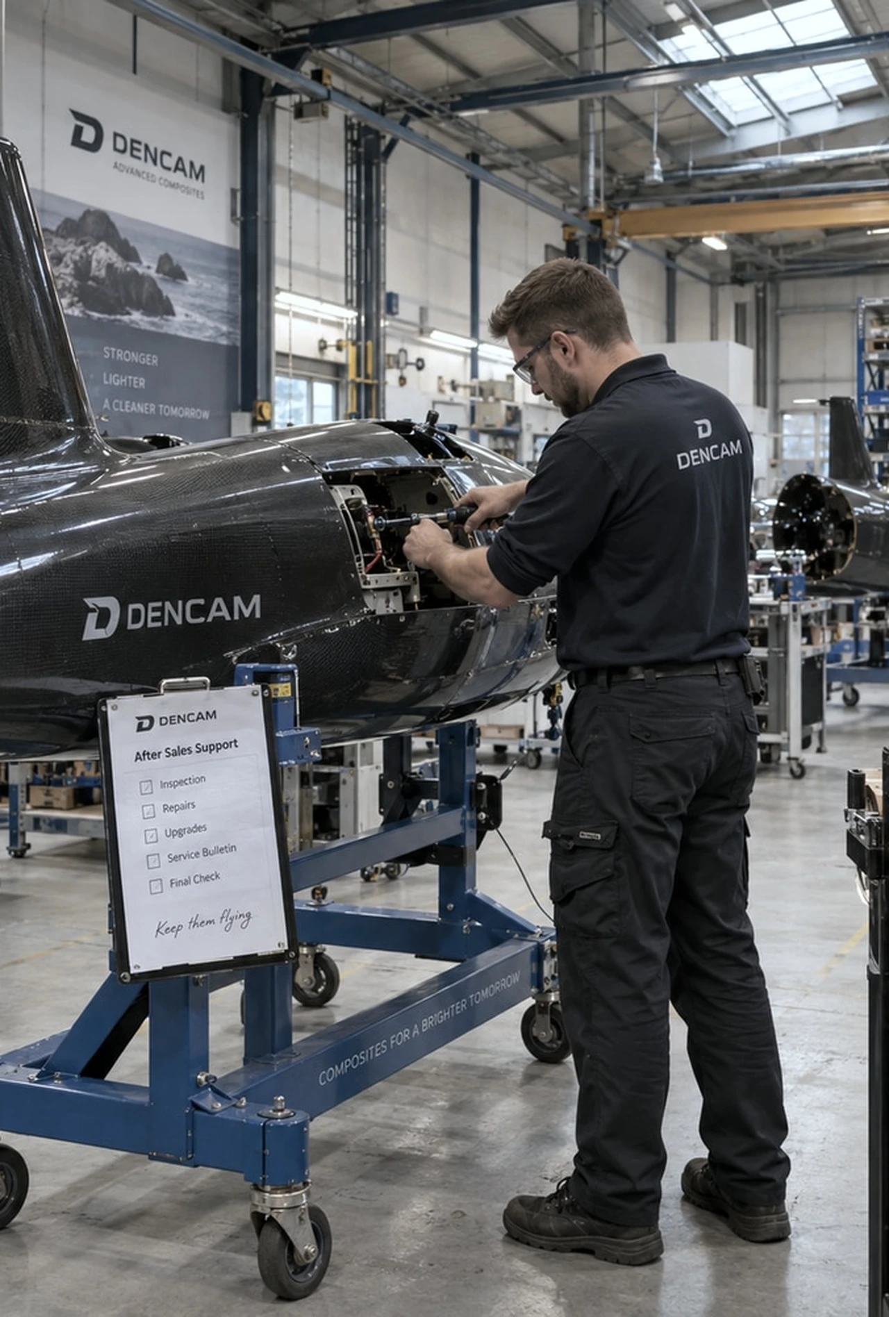 Dencam technicians servicing composite tooling on site