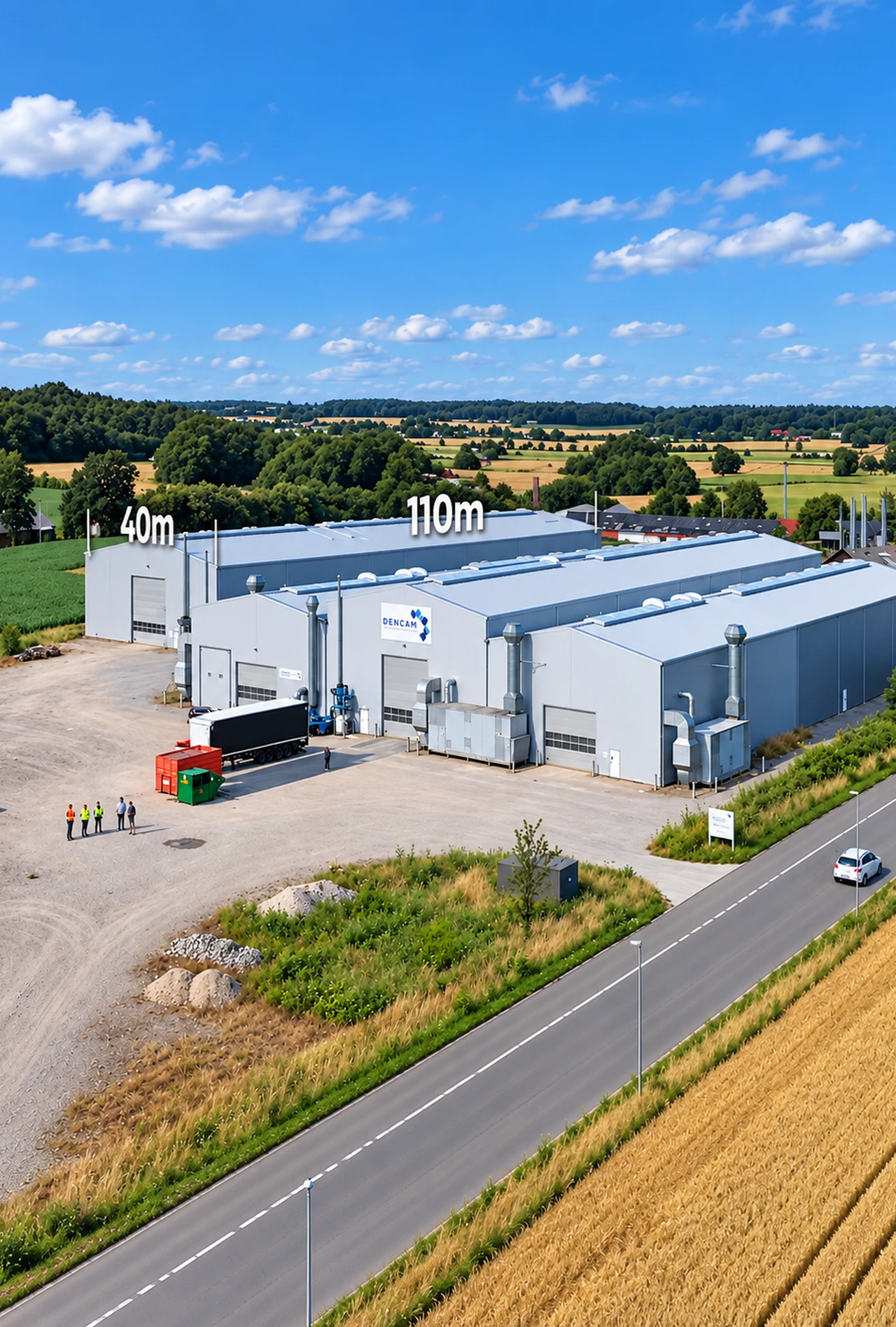 Aerial view of Dencam Composite’s production facility