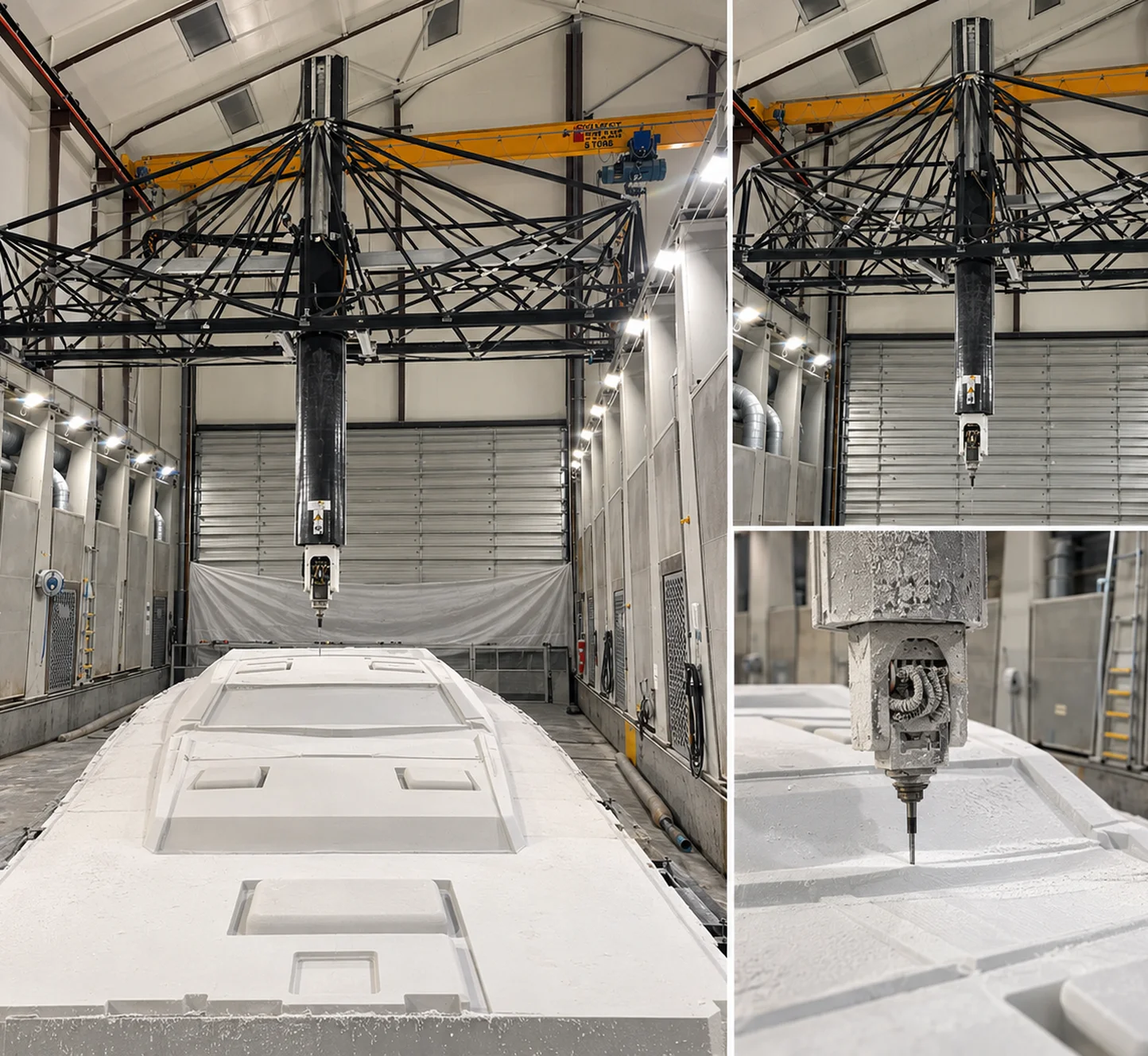 Five-axis CNC machine milling a large master plug