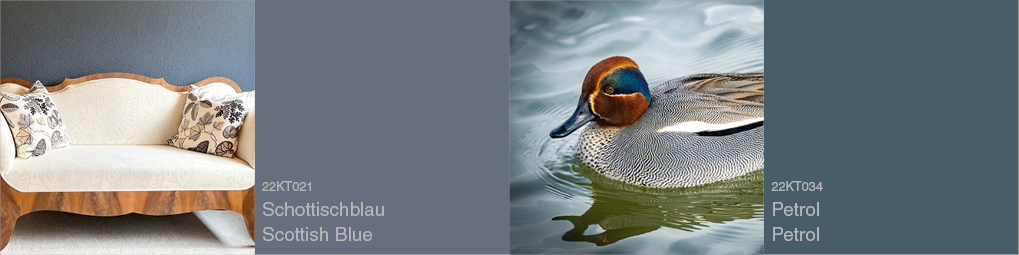 Schottischblau ist aufgehellte Blaue Eminenz, eine ktCOLOR Kultfarbe