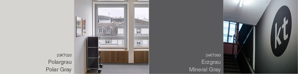 Graue Farben von ktCOLOR aus natürlichen Pigmenten
