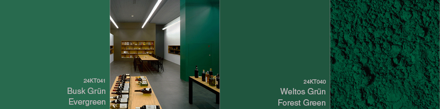 Weltosgrün und Buskgrün, mineralische edle Wandfarben von ktCOLOR