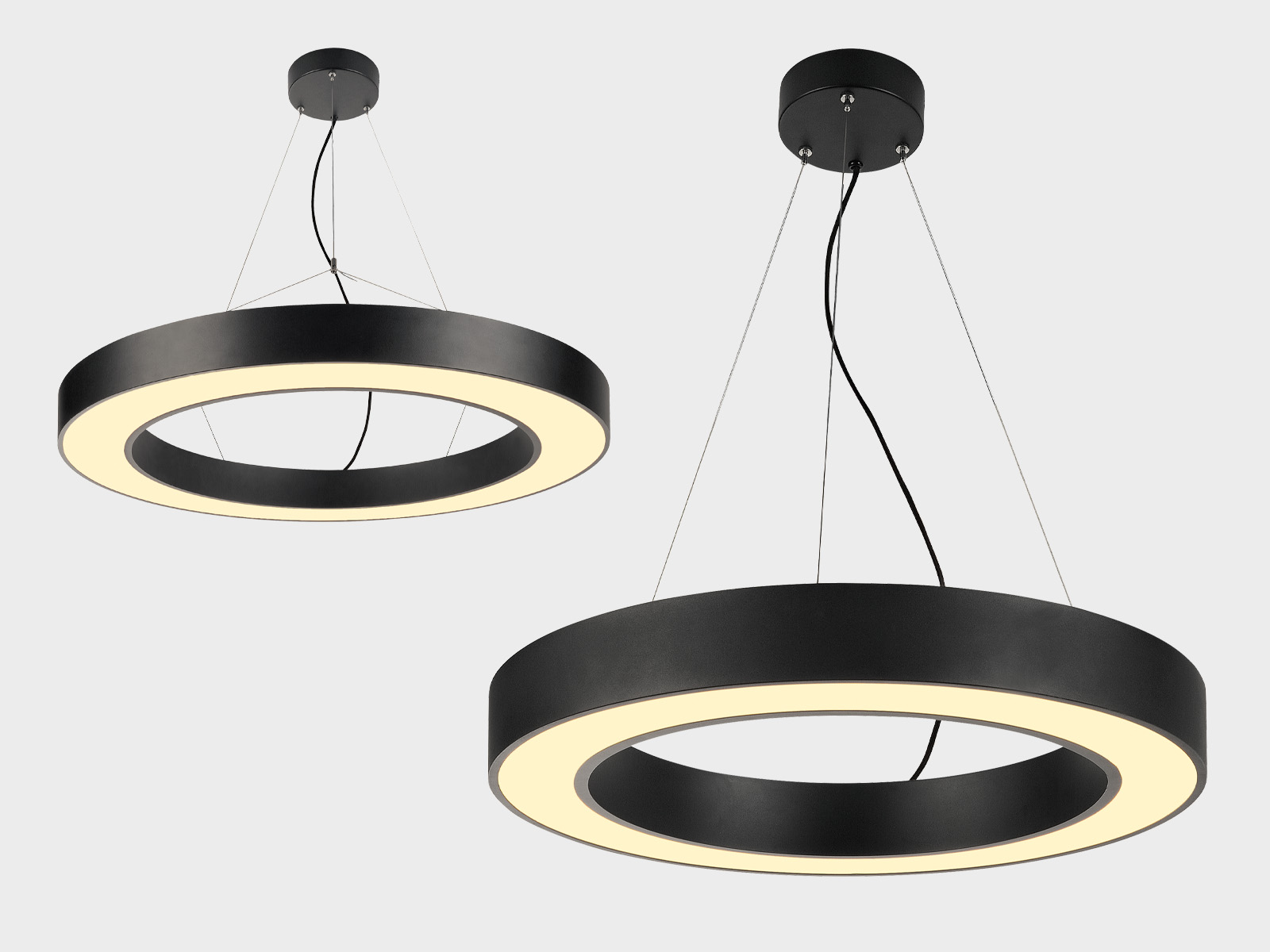 Lámparas colgantes MEDO® RING de SLV, con forma de anillo, en color negro y distribución de luz directa