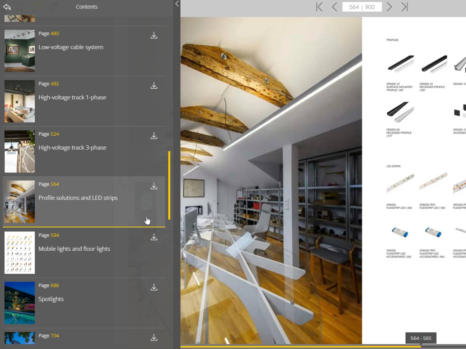 You can navigate through the chapters of the entire catalogue in the contents section.