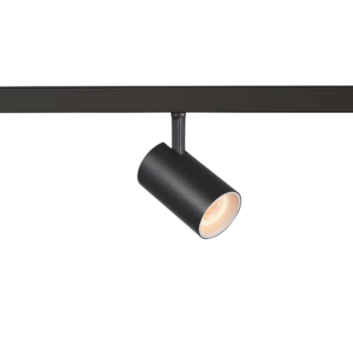 Ein NUMINOS® 48V Deckenspot in Schwarz auf weißem Hintergrund.