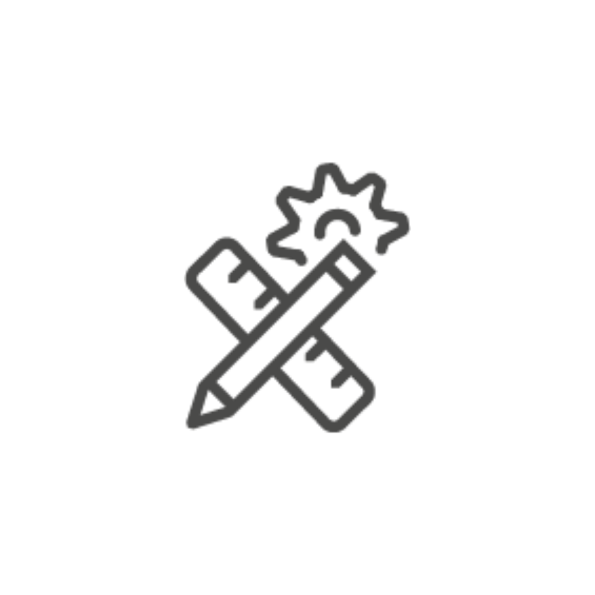 Icon, das aus Stift, Lineal und Zahnrad besteht