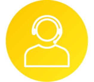 Icon mit stilisierter Figurine mit Headset als Symbol für Service & Erreichbarkeit.