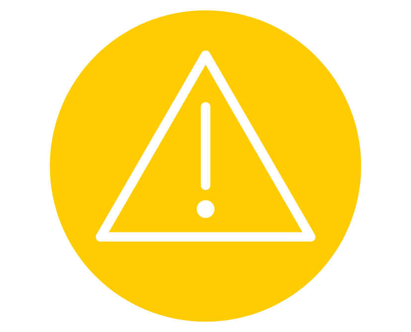 Icon mit Ausrufezeichen auf gelben Untergrund.