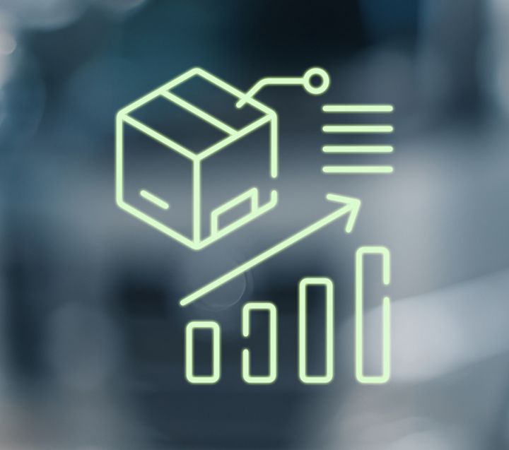 Icon of a package with a chart