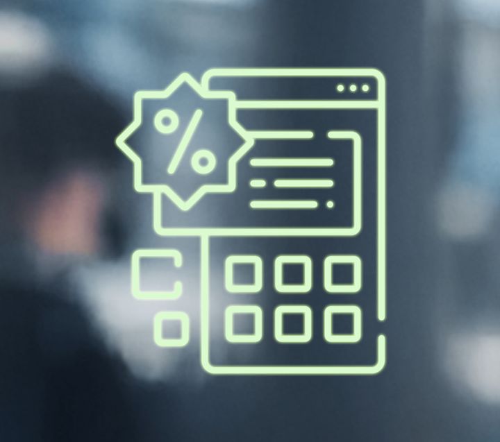 Symbol einer Webseite mit Prozentzeichen.