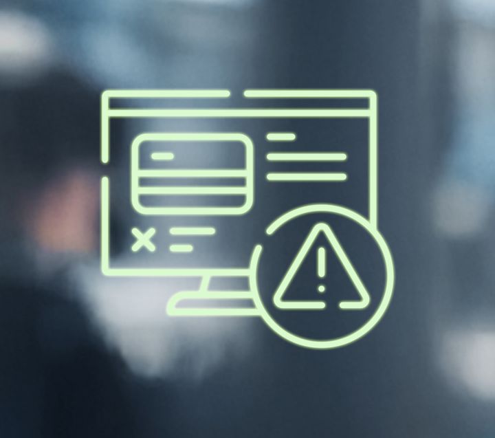 Symbol eines Bildschirms mit Warnzeichen