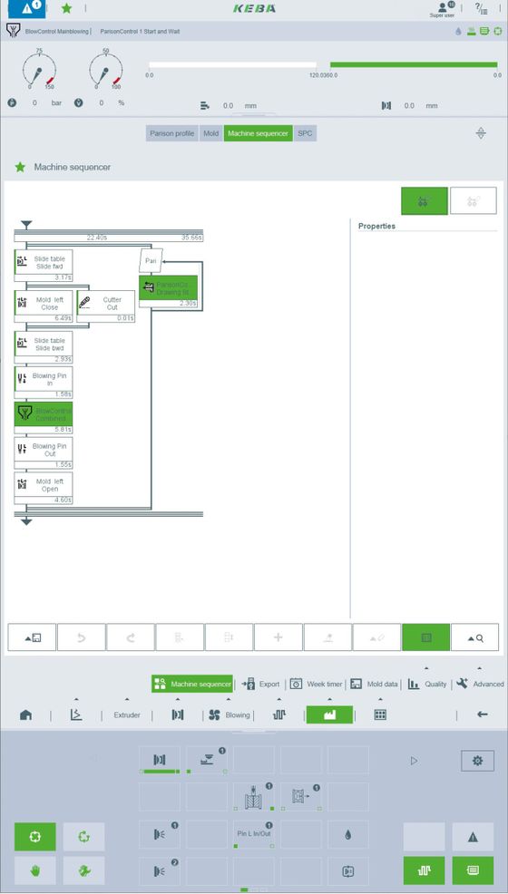 Screenshot of KePlast MachineSequencer, a programming interface for machine sequences 