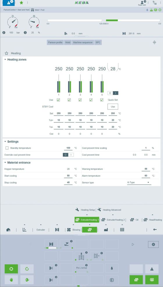 Screenshot of KePlast MachineSequencer, a programming interface for machine sequences 