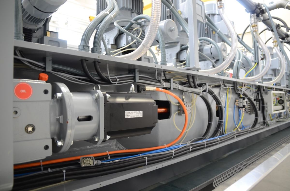 Close-up of an installed KEBA servo drive with integrated connections and cabling.