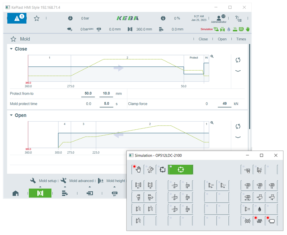 Auf dem Bild ist ein Screenshot der Software KePlast Applikationsframework zu sehen.