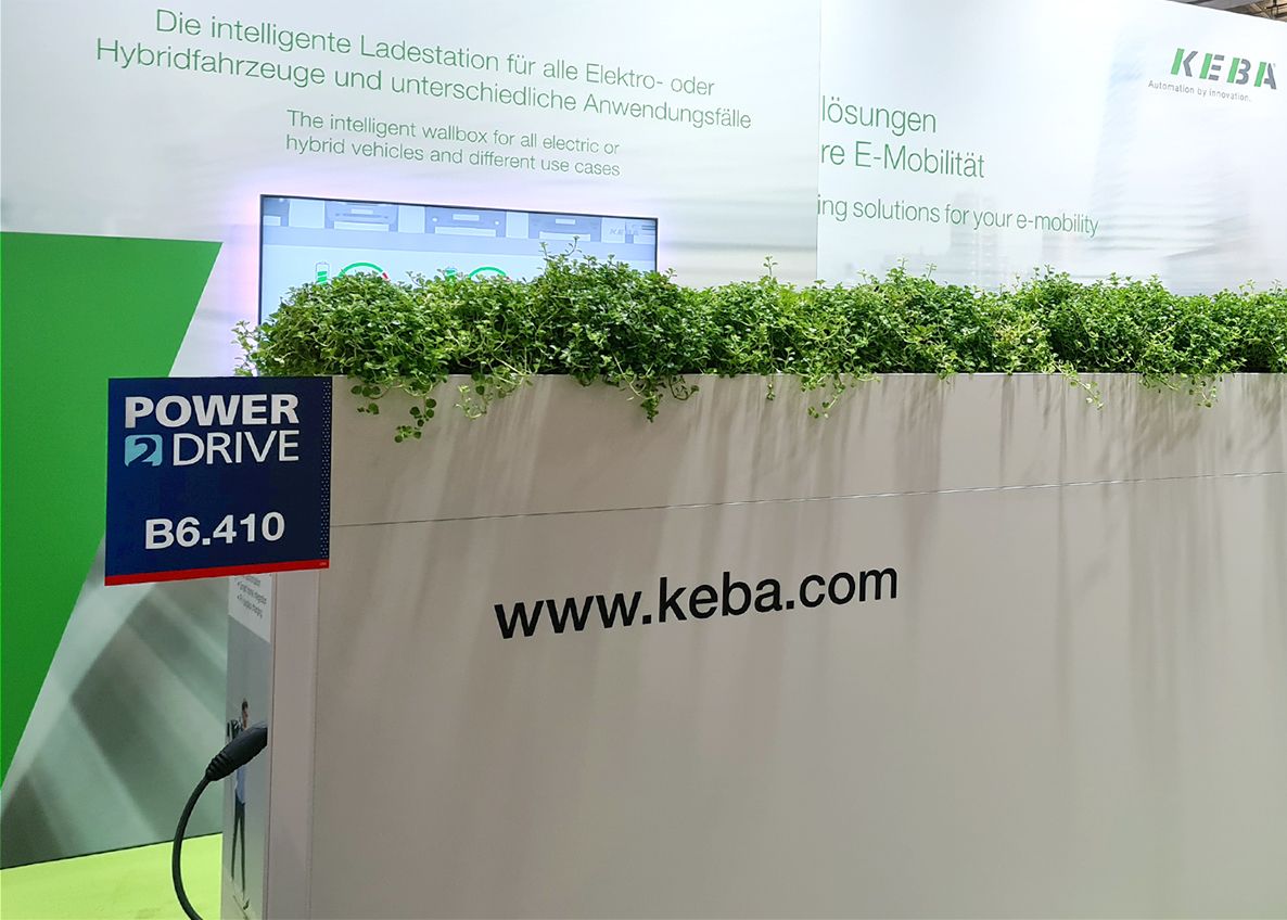 Fotocollage und Eindrücke vom KEBA Stand auf der Power2Drive 2021