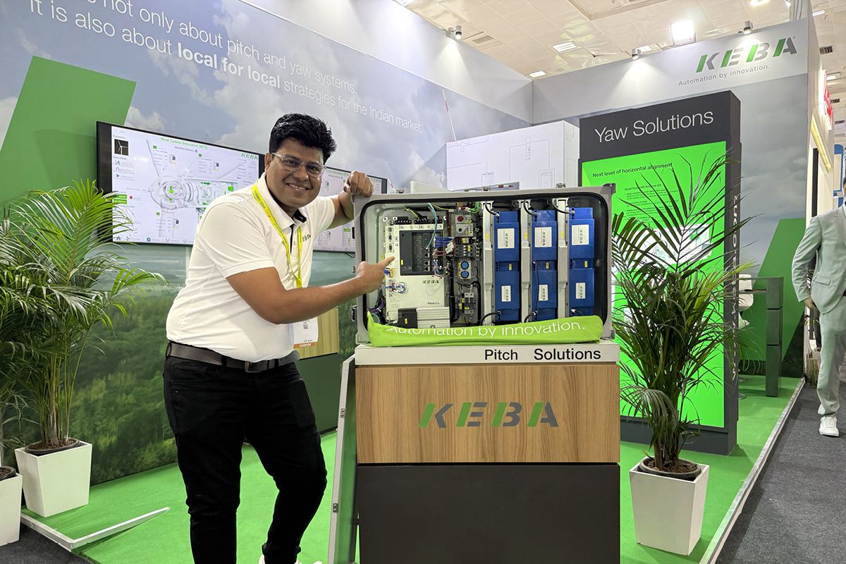 KEBA representative demonstrating exhibit