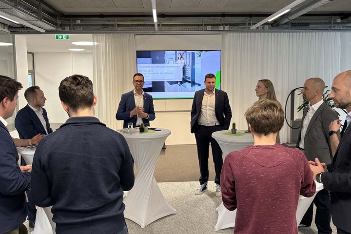 KEBA CEO Christoph Knogler and Jürgen Kusper, CEO of KEBA Handover Automation GmbH, present at the Open Innovation Exchange.