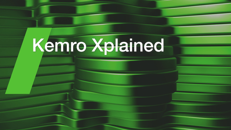 Green abstract layered background with the text "Kemro Xplained" in white, featuring a prominent green diagonal stripe on the left.