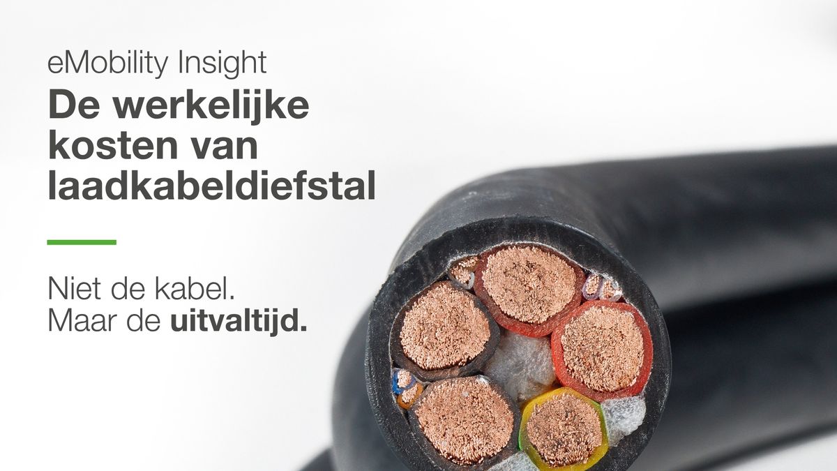 eMobility Insight graphic titled ‘The Hidden Cost of Cable Theft’, featuring a close-up of a cut electrical cable with exposed copper conductors and the message: ‘It’s not the cable. It’s the downtime.