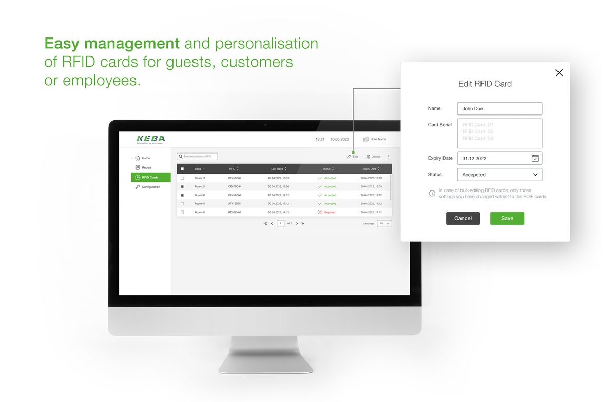 Gestion facile et personnalisation des cartes RFID pour les invités, les clients ou les employés.