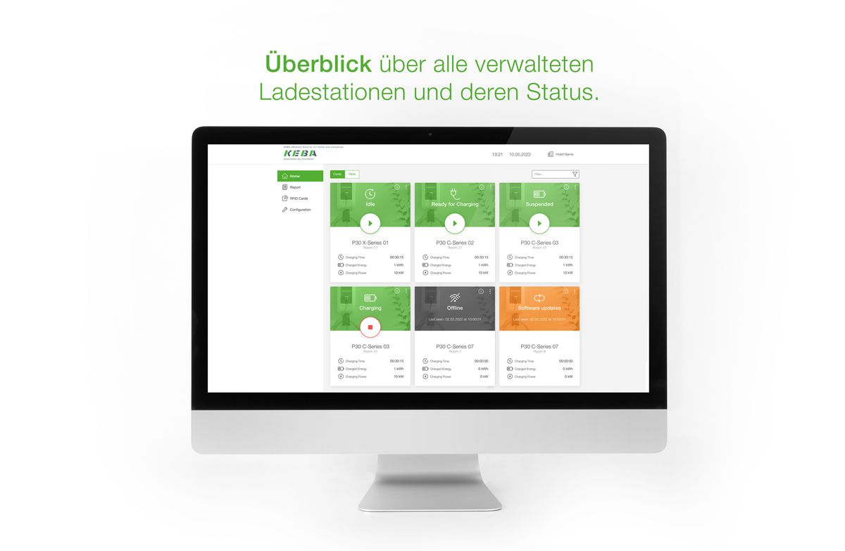 Überblick über alle verwalteten Ladestationen und deren Status