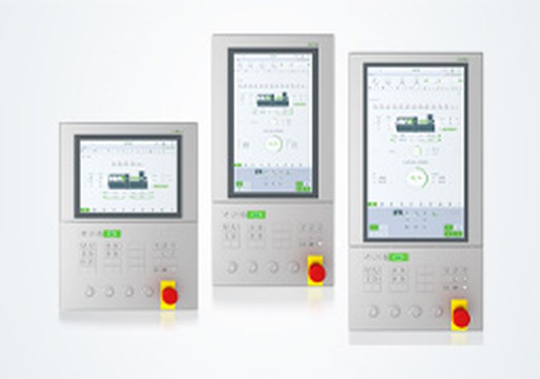 Group picture of KeTop OP 500 multi-touch panels for the plastics industry