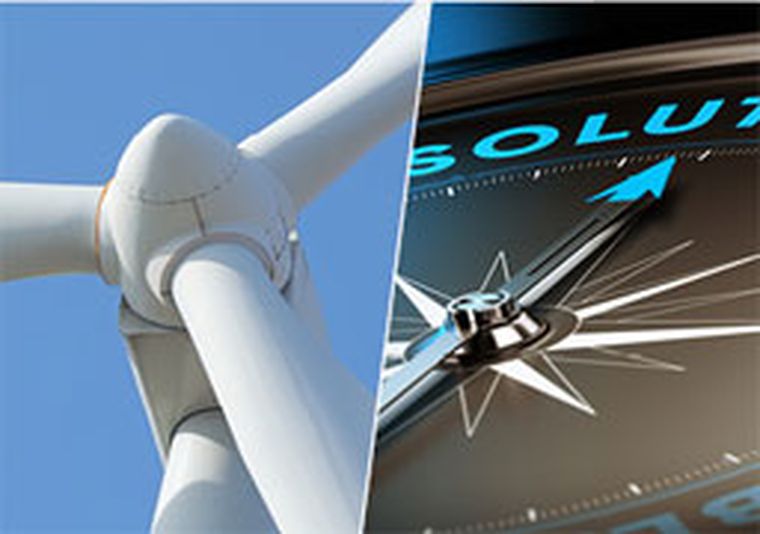 Abbildung eines Wind-Motivs mit Windrad und Kompass