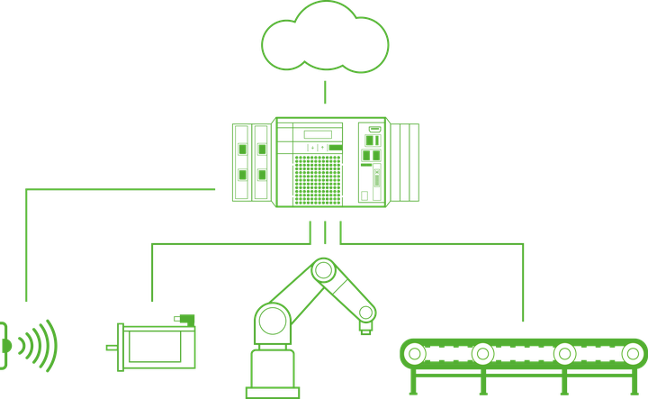 Industrial robot arm in operation