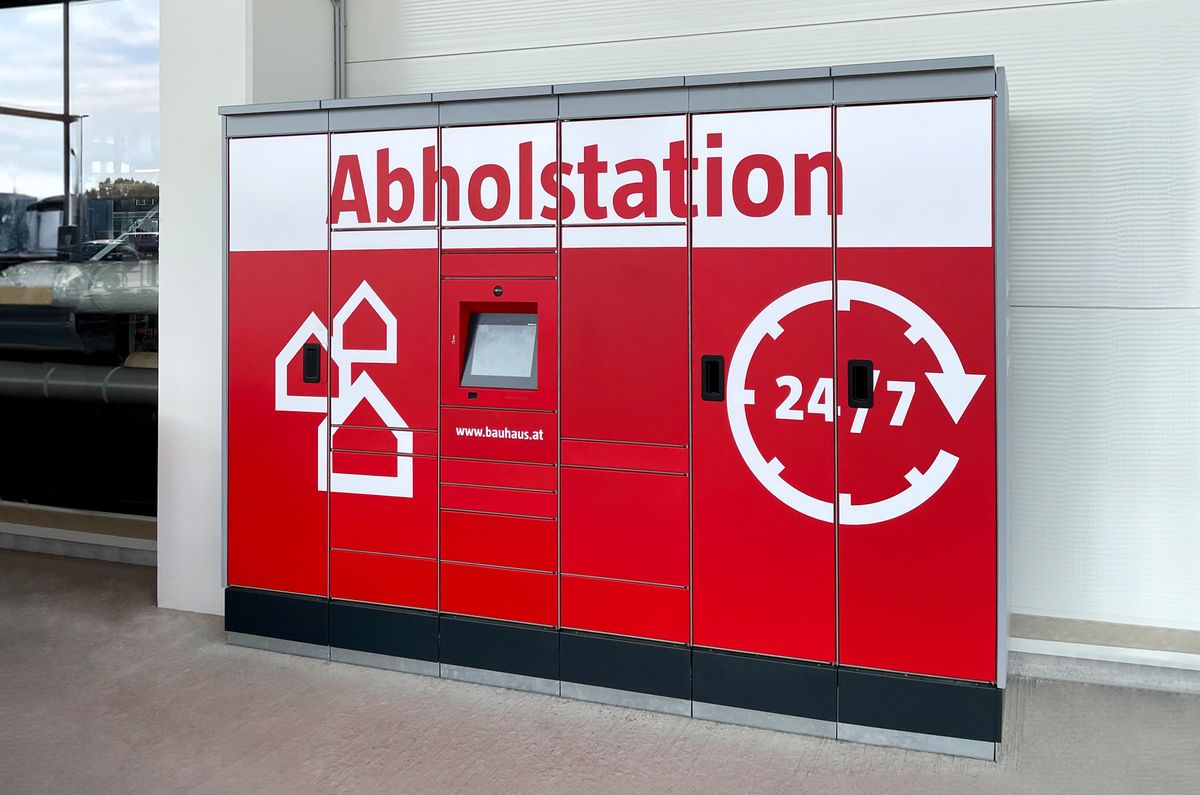 Pick-up locker for a click & collect solution for a DIY chain with extra-large modules.