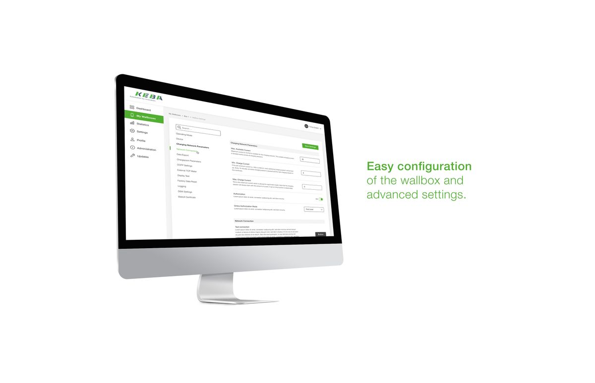 Simple configuration of the wallbox and advanced settings.