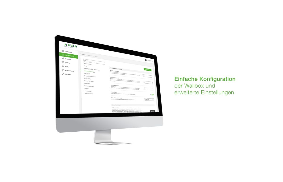 Einfache Konfiguration der Wallbox und erweiterte Einstellungen.