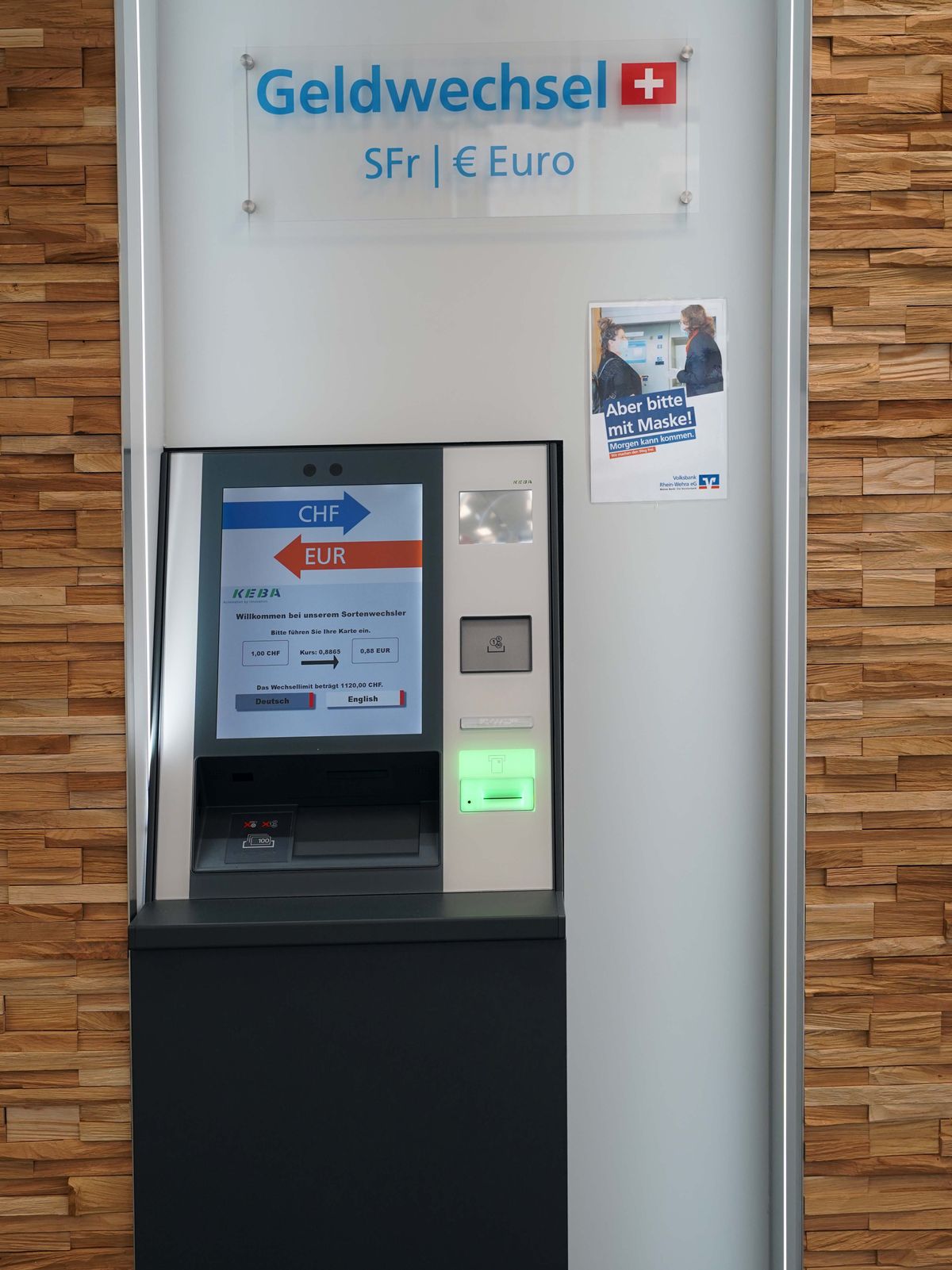 Frontal of KEBA currency exchange ATM