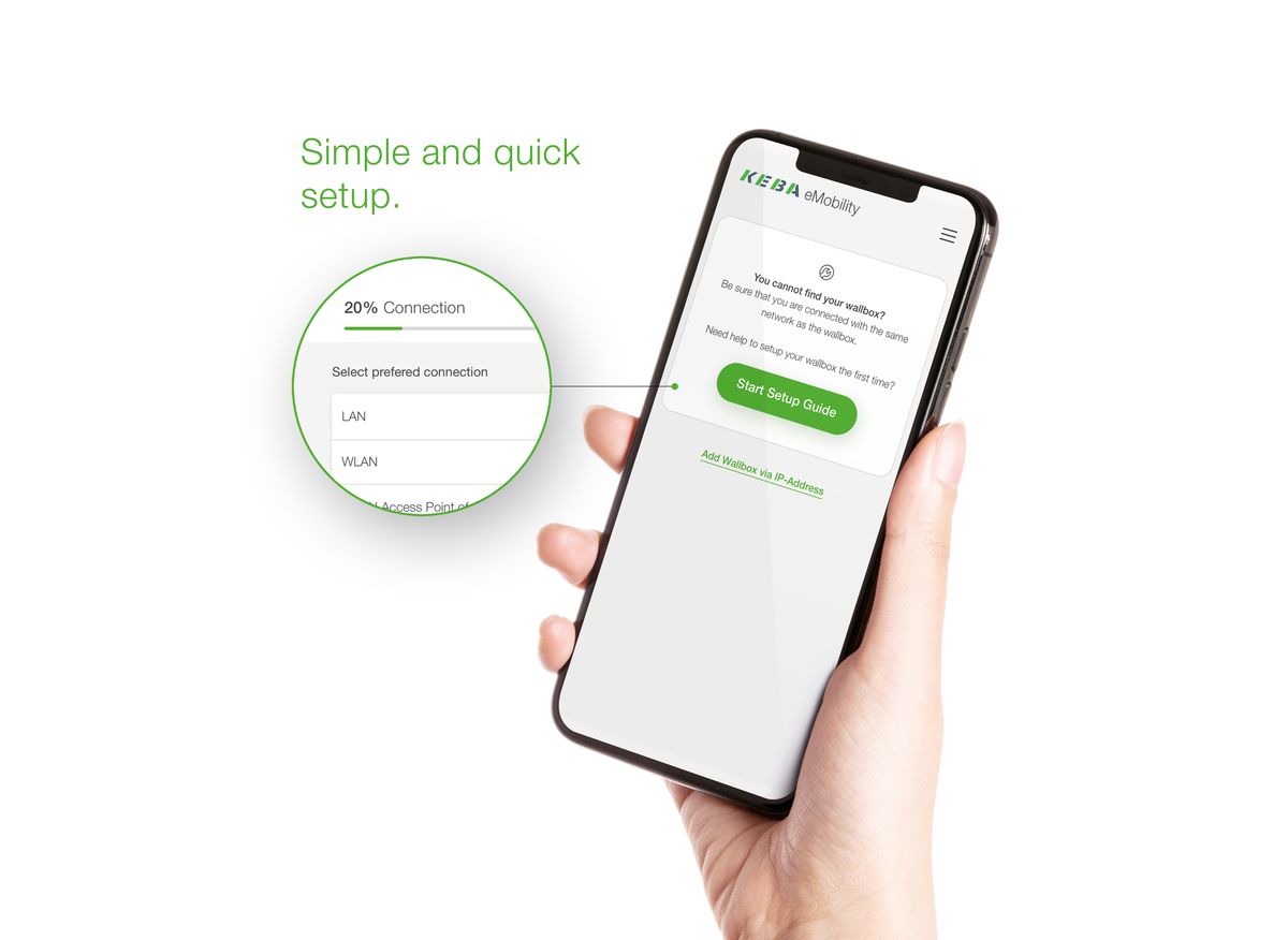 Smartphone avec l'App KEBA eMobility - Installation simple et rapide