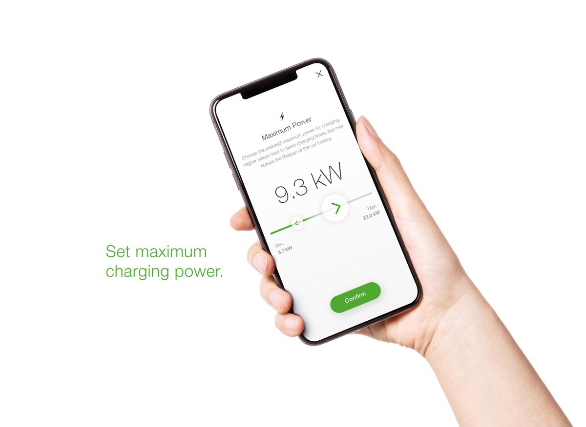 Smartphone avec l'App KEBA eMobility - Réglage de la puissance de charge maximale