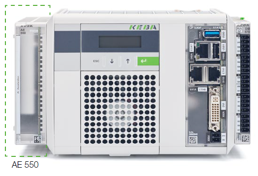 KeControl CP520/C extended by the AI Extension Module AE 550 (plugged in on the left-hand side)