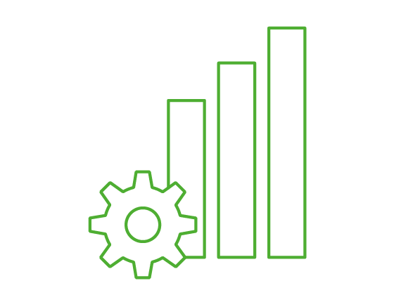 Icon eines Zahnrads mit verschieden hohen Balken