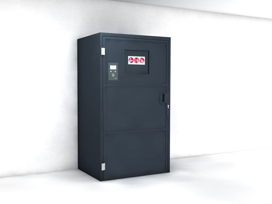 texLOG®  Wäscherückgabesystem vor einer weißen Wand.