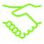Grünes Handschlag-Symbol – steht für Partnerschaft, Zusammenarbeit und Vertrauen.