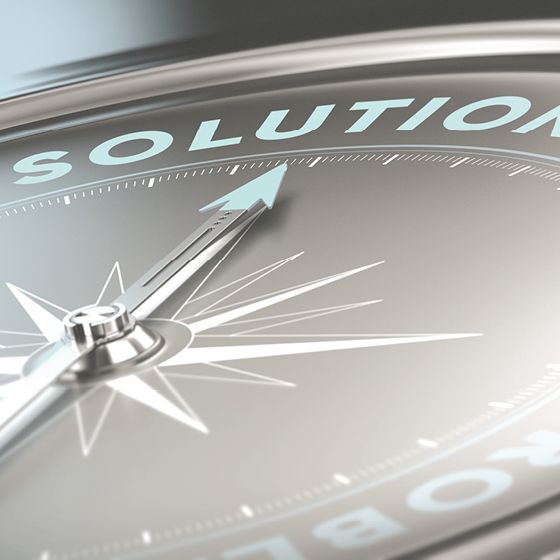 detail of a compass, arrow points to solution