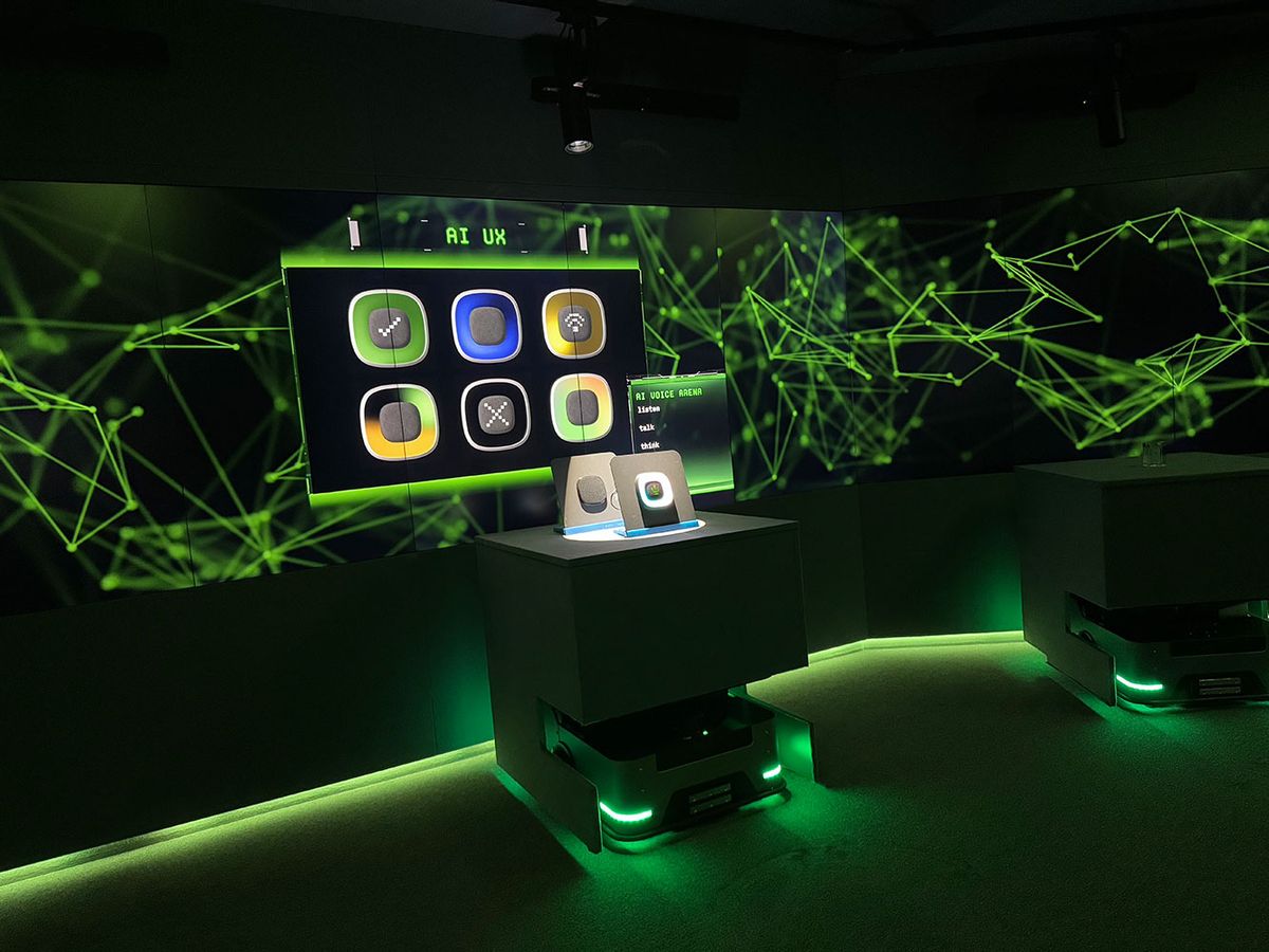 In the KEBA InnoSpace, cutting-edge technologies like AI UX and Voice Design merge with interactive displays and moving platforms to create a forward-thinking experience space for intelligent user interaction.