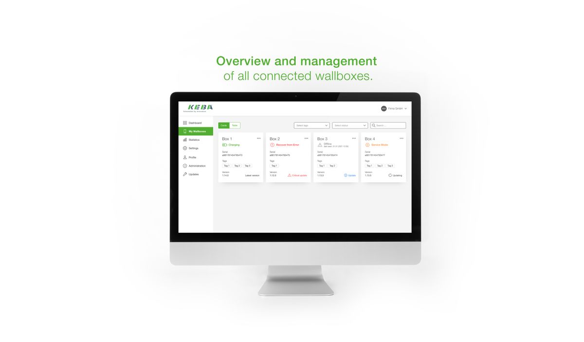Overview and management of all connected wallboxes.