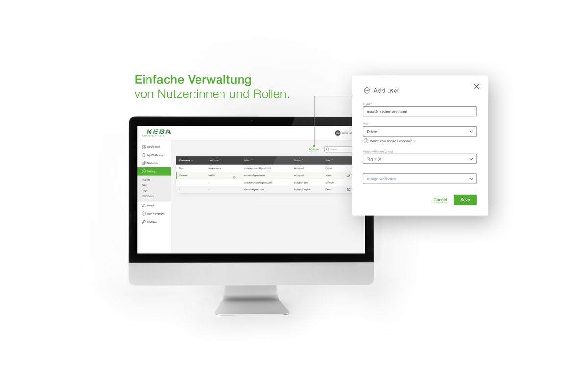 Einfache Verwaltung von Nutzer:innen und Rollen.