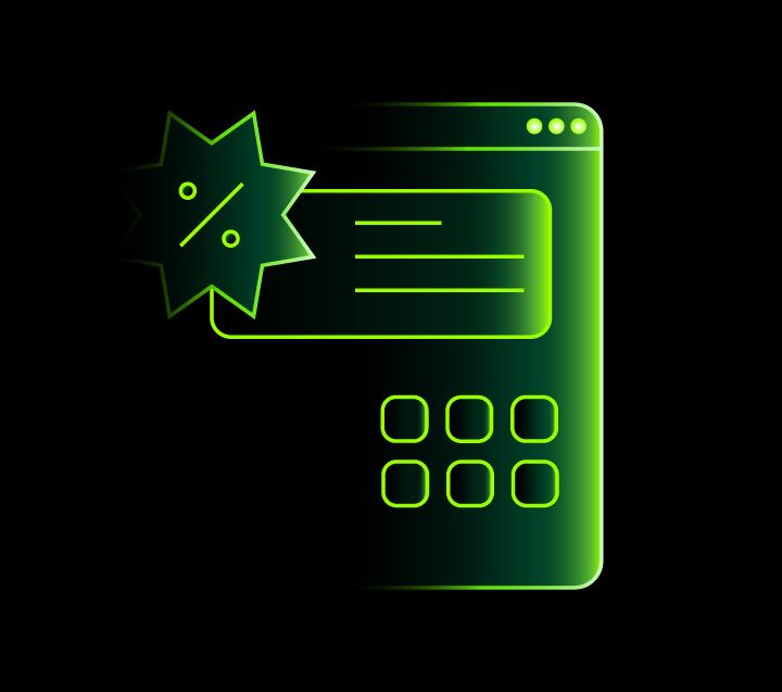 Icon of a webpage with a percent symbol
