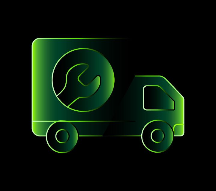 Symbol eines Lkw mit Schraubenschlüssel